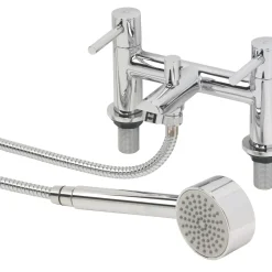Swirl Essential Deck-Mounted Dual Lever Bath/Shower Mixer Bathroom Tap