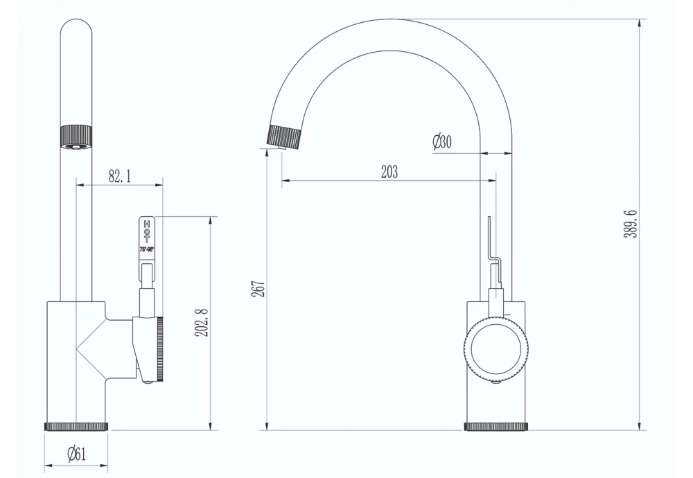 ETAL Industrial Single Lever 3-in-1 Hot Water Kitchen Tap Gold - Image 4