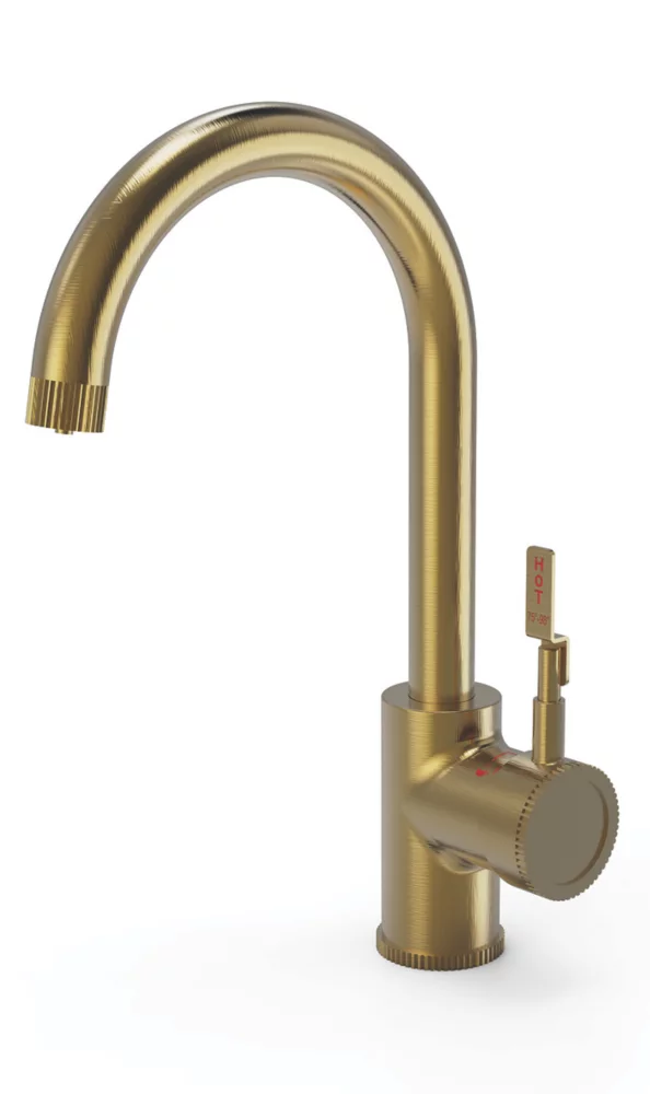 ETAL Industrial Single Lever 3-in-1 Hot Water Kitchen Tap Gold
