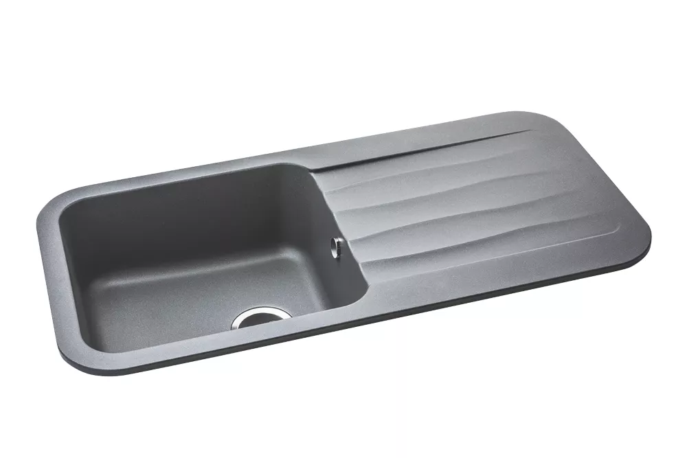 Abode Dune 1 Bowl Granite Composite Kitchen Sink Grey Metallic Reversible 1000 X 500mm 1 Abode Dune 1 Bowl Granite Composite Kitchen Sink Grey Metallic Reversible 1000 X 500mm