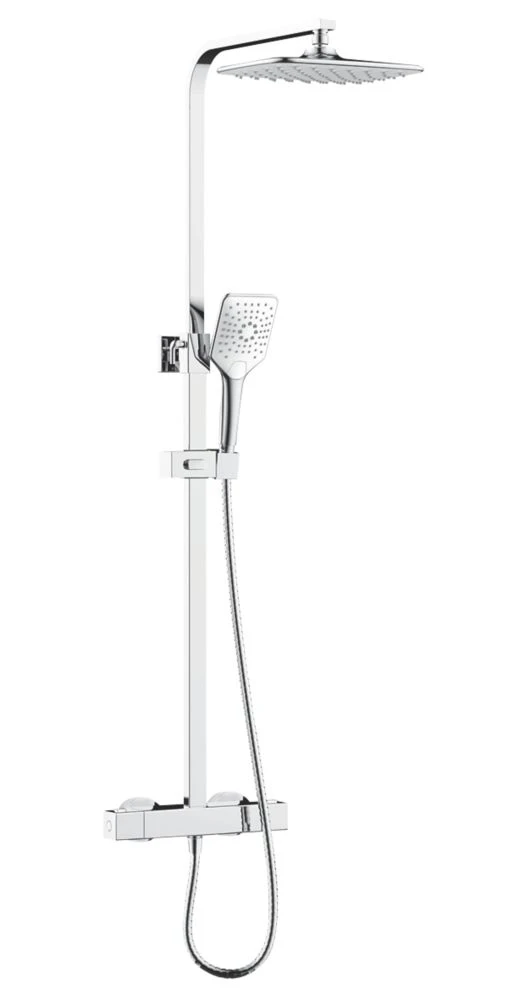 Bristan Craze Rear-Fed Exposed Chrome Thermostatic Bar Mixer Shower With Adjustable Riser Kit & Diverter