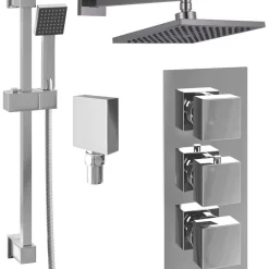 ETAL Diamond Rear-Fed Concealed Polished Chrome Thermostatic Bar Mixer Shower