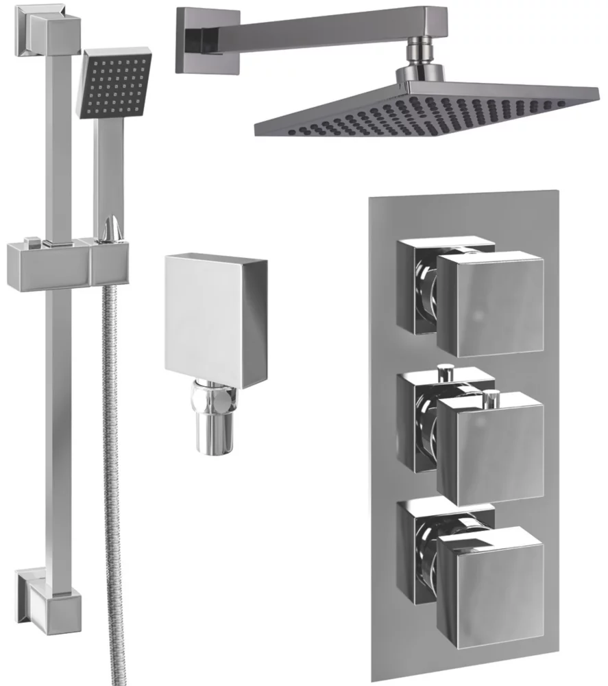 ETAL Diamond Rear-Fed Concealed Polished Chrome Thermostatic Bar Mixer Shower
