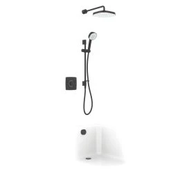 Mira Evoco Rear-Fed Concealed Matt Black Thermostatic Built-In Mixer Shower & Bath Fill