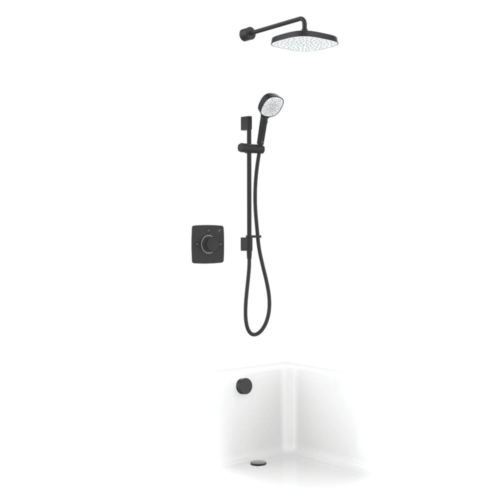 Mira Evoco Rear-Fed Concealed Matt Black Thermostatic Built-In Mixer Shower & Bath Fill