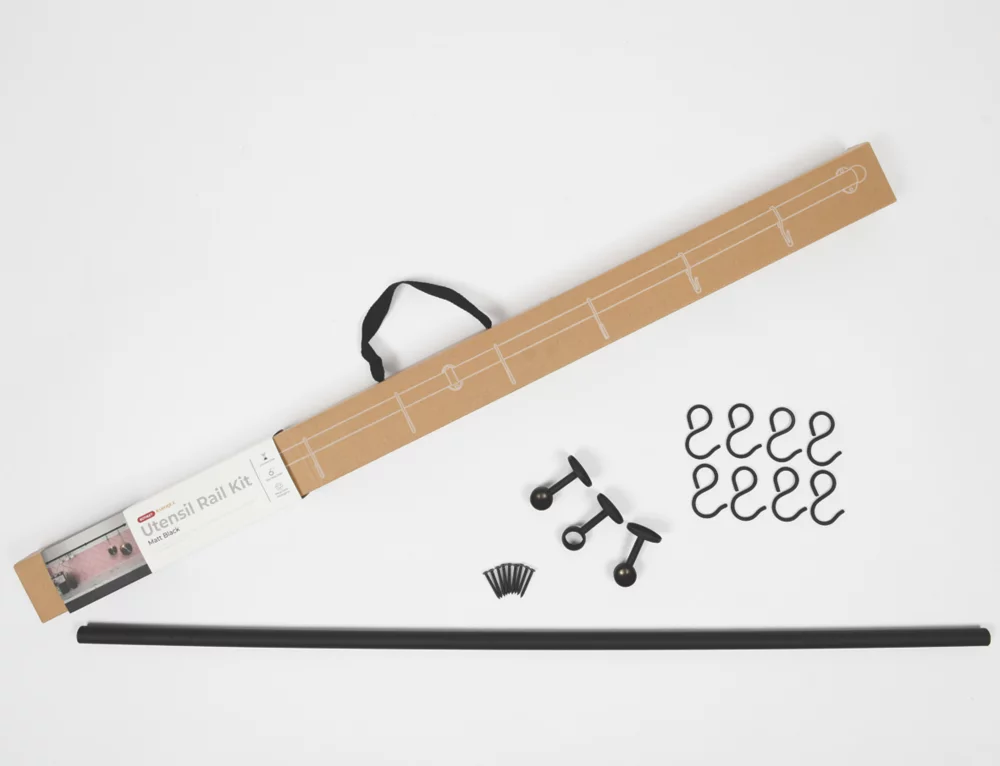 Rothley Utensil Rail 6-Hook Utensil Rail Kit Matt Black 600mm - Image 3