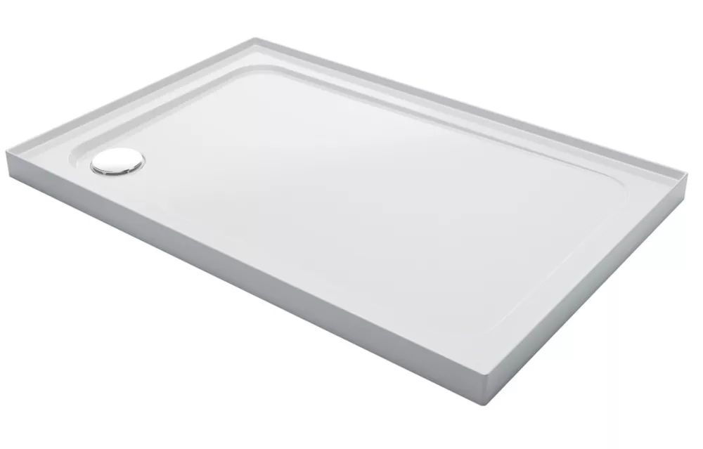 Mira Flight Low Corner Waste Rectangular Shower Tray With Upstands White 1000 X 800 X 40mm