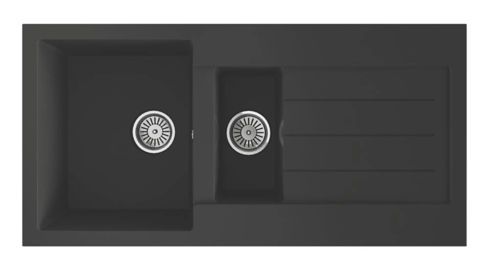 ETAL Comite 1.5 Bowl Granite Composite Kitchen Sink Black Reversible 1000 X 500mm 2 ETAL Comite 1.5 Bowl Granite Composite Kitchen Sink Black Reversible 1000 X 500mm - Image 2