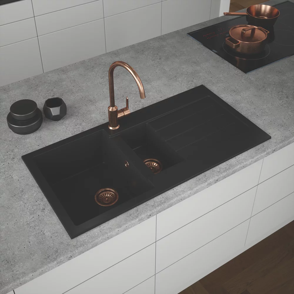 ETAL Comite 1.5 Bowl Granite Composite Kitchen Sink Black Reversible 1000 X 500mm 3 ETAL Comite 1.5 Bowl Granite Composite Kitchen Sink Black Reversible 1000 X 500mm - Image 3