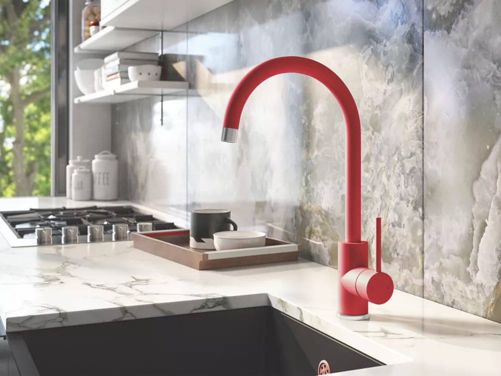 ETAL Sorrento Single Lever Kitchen Mixer Tap Matt Red - Image 2