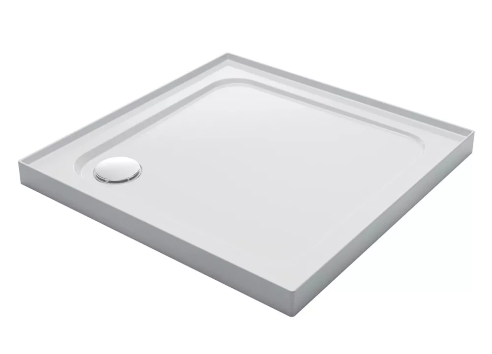 Mira Flight Low Corner Waste Square Shower Tray With 4 Upstands White 800 X 800 X 40mm