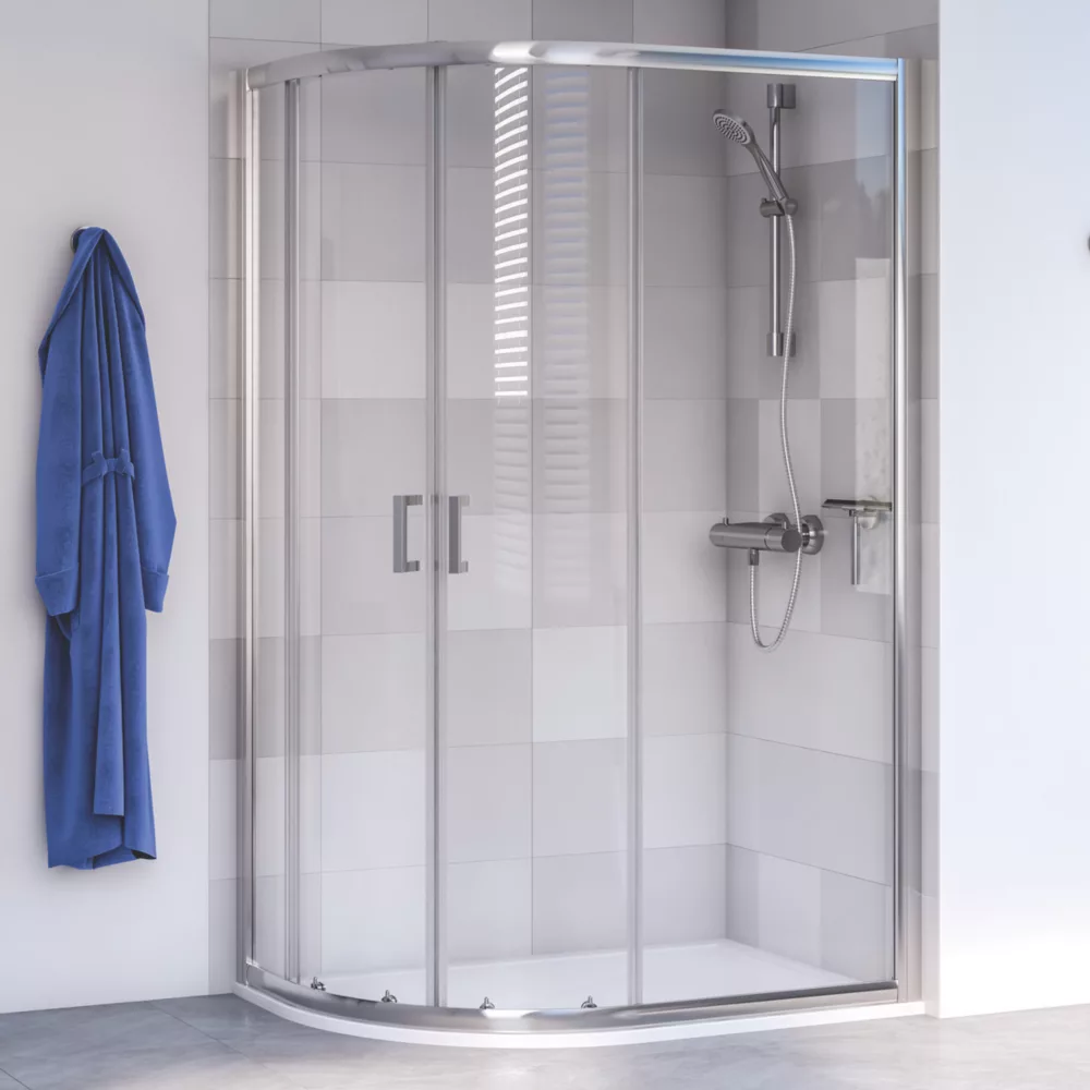Aqualux Edge 6 Semi-Frameless Offset Quadrant Shower Enclosure LH/RH Polished Silver 1000 X 800 X 1900mm