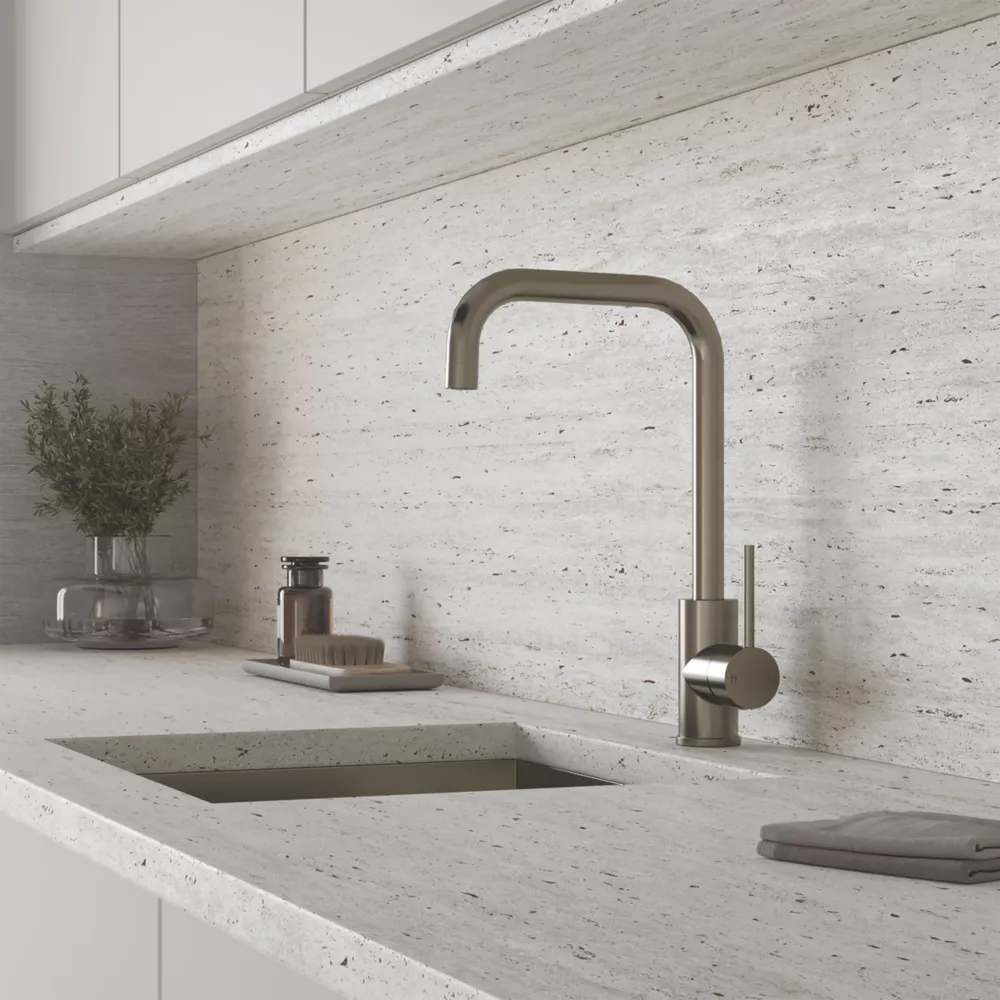 ETAL Trent Single Lever Kitchen Mixer Tap Brushed Steel - Image 2