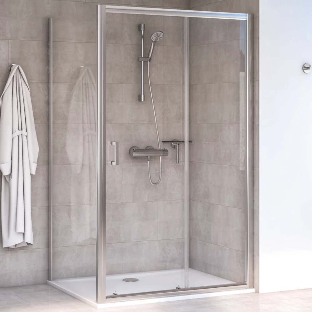 Aqualux Edge 6 Semi-Frameless Rectangular Shower Enclosure LH/RH Polished Silver 1000 X 800 X 1900mm 1 Aqualux Edge 6 Semi-Frameless Rectangular Shower Enclosure LH/RH Polished Silver 1000 X 800 X 1900mm