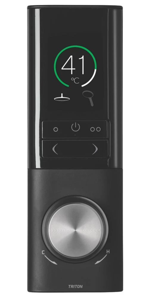 Triton H2ome Gravity-Pumped Ceiling & Rear Fed Dual Outlet Chrome / Black Thermostatic Digital Shower - Image 3