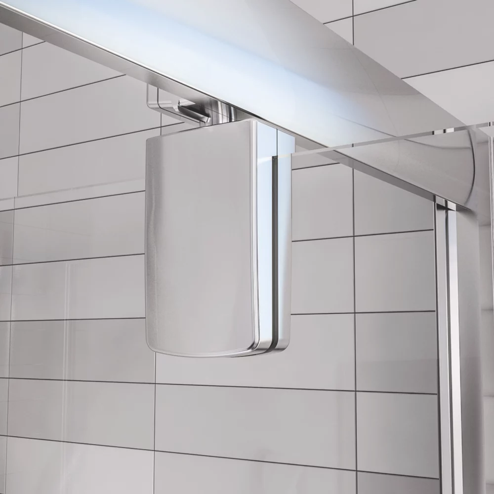 Aqualux Edge 6 Semi-Frameless Square Shower Enclosure LH/RH Polished Silver 800 X 800 X 1900mm - Image 4