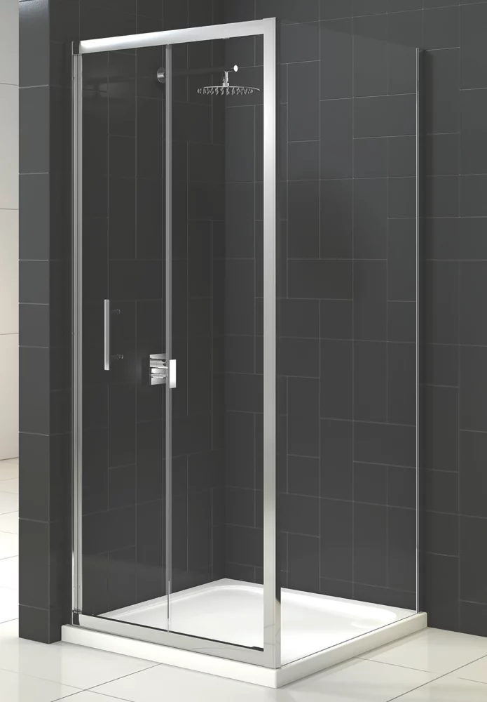 Triton Fast Fix Framed Square Bi-Fold Door With Side Panel Non-Handed Chrome 760 X 760 X 1900mm