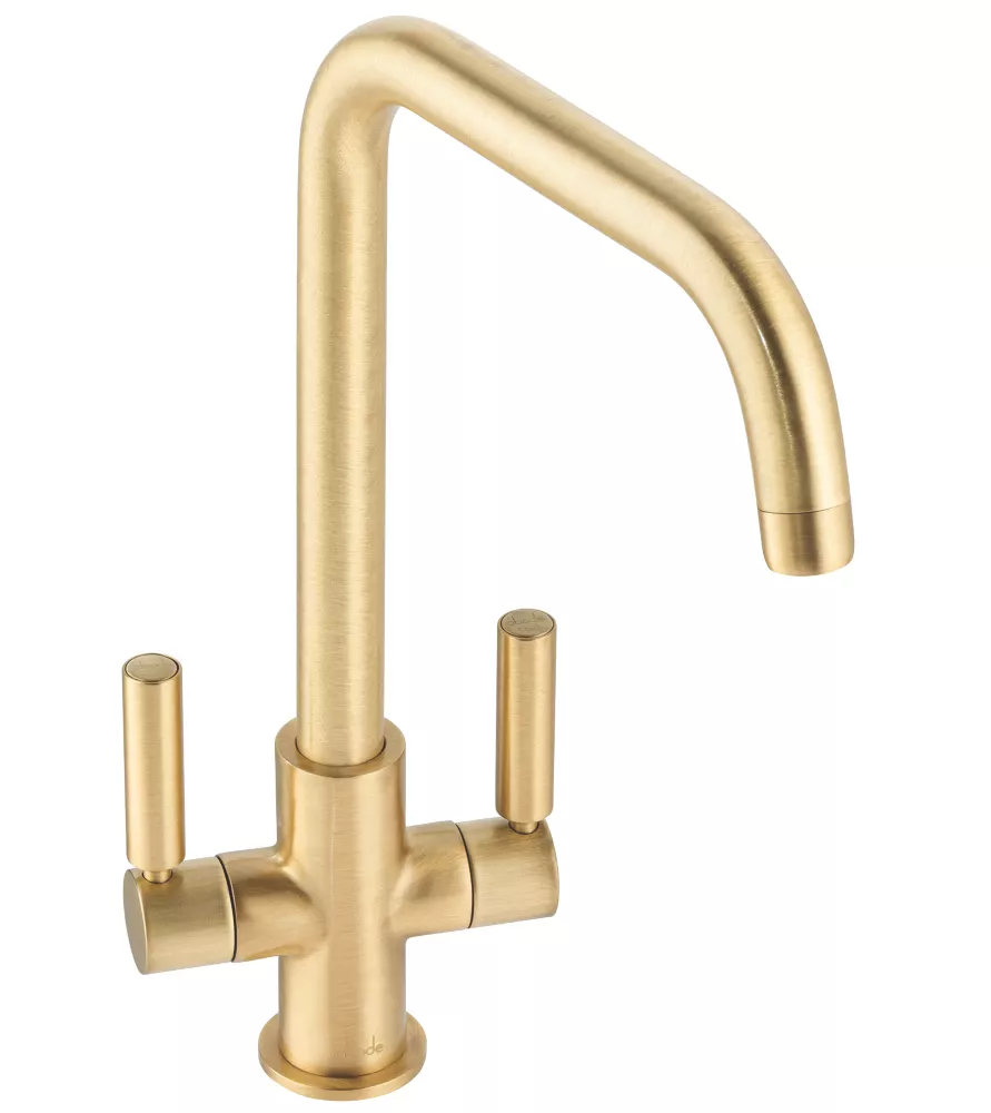 Abode Globe Quad Dual-Lever Mono Mixer Kitchen Tap Brushed Brass