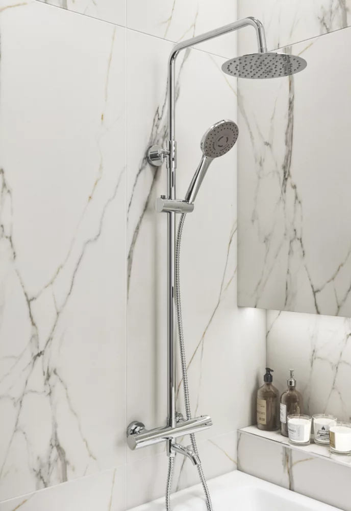 ETAL Santana Rear-Fed Exposed Polished Chrome Thermostatic Mixer Shower With Bath Filler - Image 2