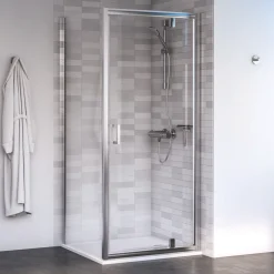 Aqualux Edge 6 Semi-Frameless Square Shower Enclosure LH/RH Polished Silver 900 X 900 X 1900mm