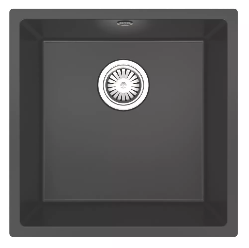 ETAL Comite 1 Bowl Granite Composite Kitchen Sink Gloss Black 440 X 440mm - Image 2