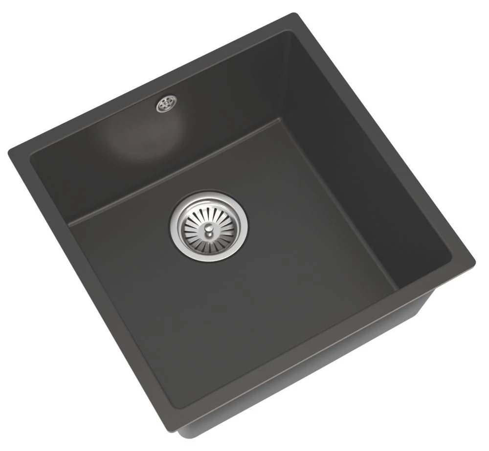 ETAL Comite 1 Bowl Granite Composite Kitchen Sink Gloss Black 440 X 440mm