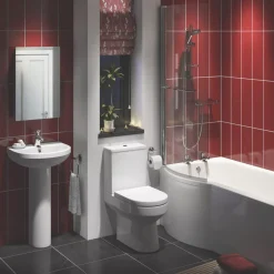 Essentials Walker Contemporary P-Shape Left Hand Bathroom Suite With Acrylic Bath