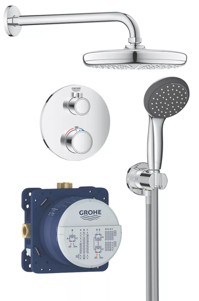 Grohe Precision Trend HP Rear-Fed Concealed Chrome Thermostatic Shower System