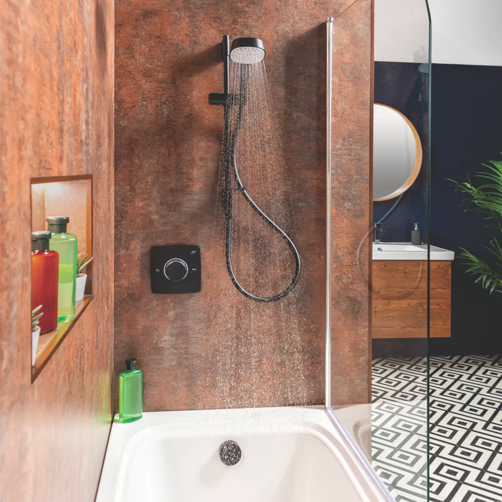 Mira Evoco Rear-Fed Concealed Matt Black Thermostatic Built-In Mixer Shower & Bath Fill - Image 2