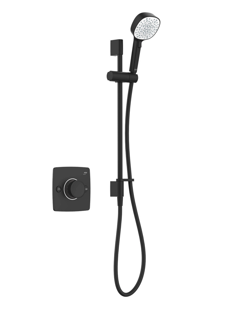 Mira Evoco Rear-Fed Concealed Matt Black Thermostatic Built-In Mixer Shower & Bath Fill