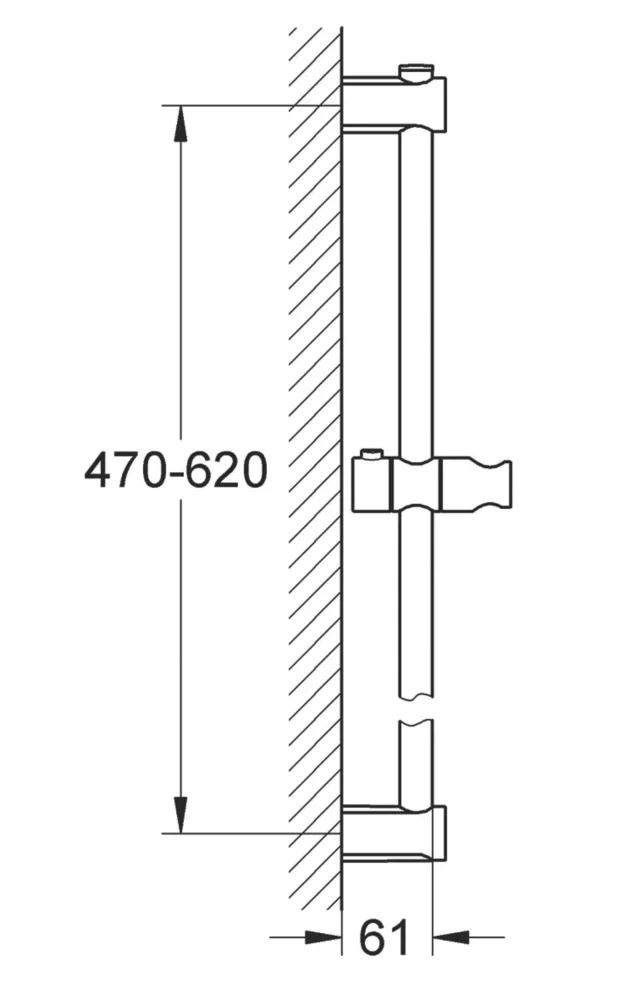 Grohe Universal Shower Rail Chrome 600mm - Image 2