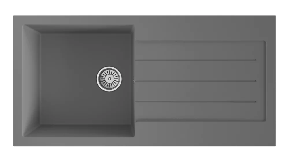 ETAL Comite 1 Bowl Granite Composite Kitchen Sink Grey Reversible 1000 X 500mm - Image 2