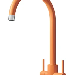 ETAL Sorrento Twin Lever Kitchen Mixer Tap Matt Orange