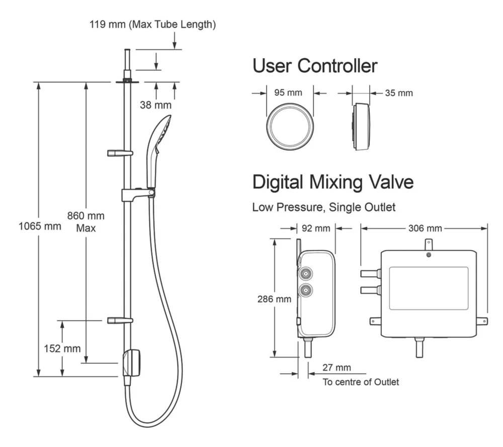 Mira Activate Gravity-Pumped Ceiling-Fed Single Outlet Chrome Thermostatic Digital Mixer Shower 7 Mira Activate Gravity-Pumped Ceiling-Fed Single Outlet Chrome Thermostatic Digital Mixer Shower - Image 7