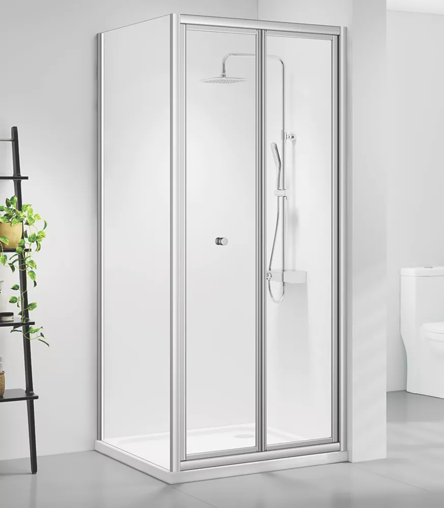Triton Neo Six Framed Square Bi-Fold Door Shower Enclosure Reversible Chrome 800 X 800 X 1950mm