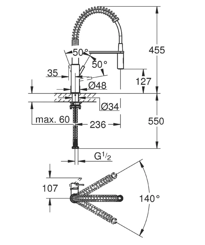 Grohe Get Professional 30360000 Pull-Out Kitchen Tap Chrome - Image 4