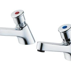 Armitage Shanks Sandringham 21 Self-Closing Pillar Taps Chrome