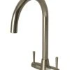 ETAL Wick Twin Lever Kitchen Mixer Tap Brushed Steel
