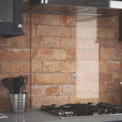 Splashback Clear Splashback With Brushed Chrome Caps 600 X 750 X 6mm