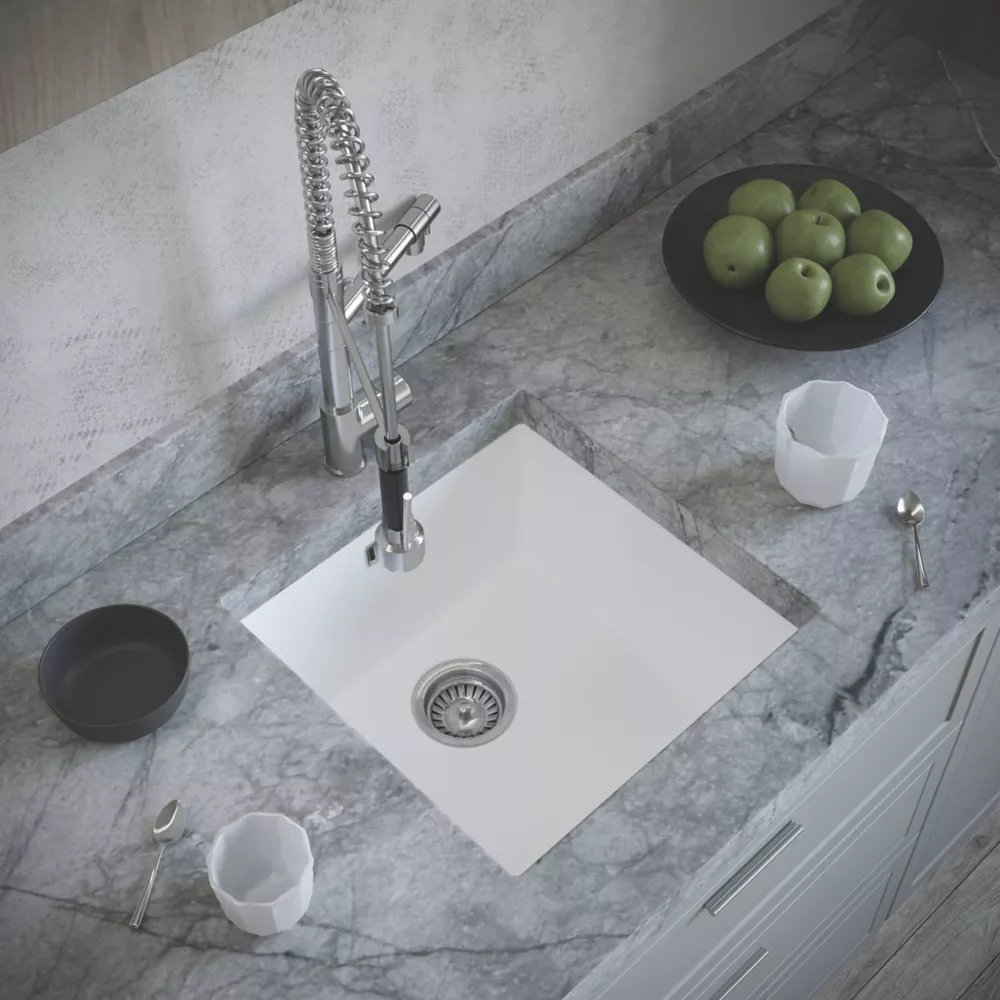 ETAL Comite 1 Bowl Granite Composite Kitchen Sink Matt White 440 X 440mm 3 ETAL Comite 1 Bowl Granite Composite Kitchen Sink Matt White 440 X 440mm - Image 3
