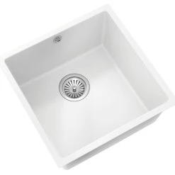 ETAL Comite 1 Bowl Granite Composite Kitchen Sink Matt White 440 X 440mm