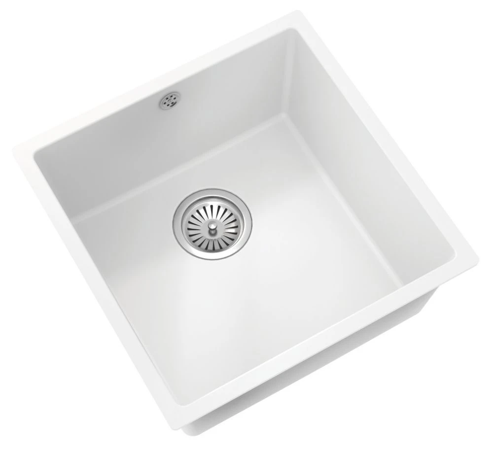 ETAL Comite 1 Bowl Granite Composite Kitchen Sink Matt White 440 X 440mm 1 ETAL Comite 1 Bowl Granite Composite Kitchen Sink Matt White 440 X 440mm