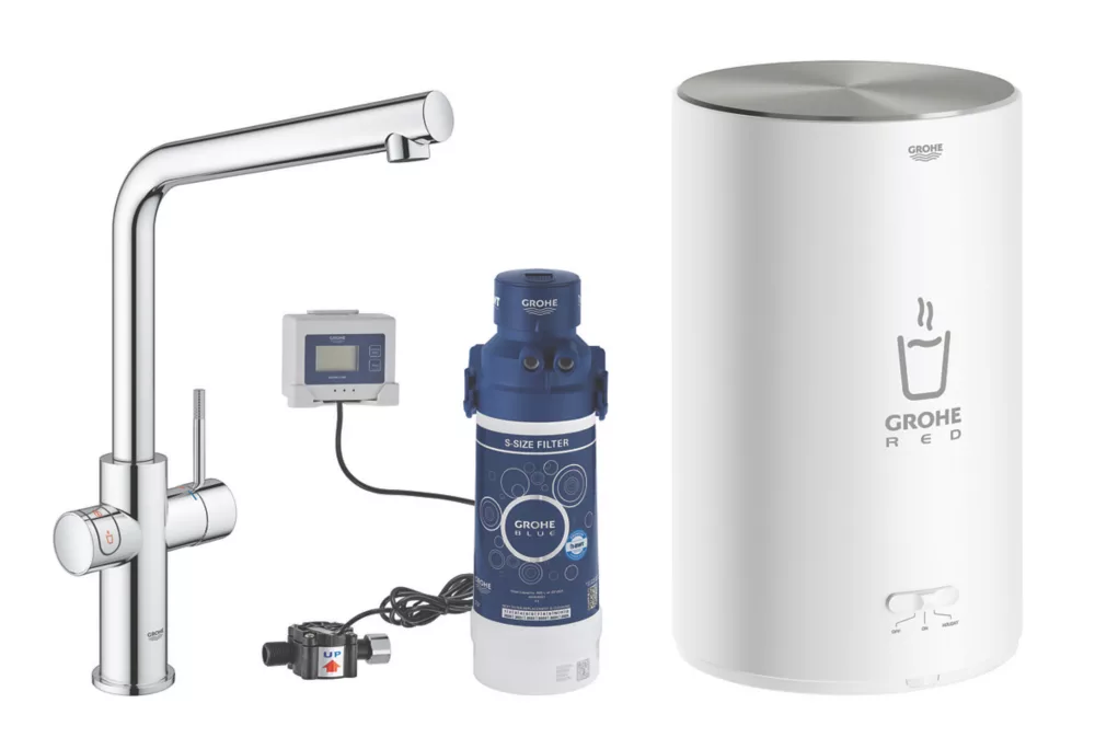 Grohe Red Duo L Spout Instant Hot Water Kitchen Tap Chrome - Image 2