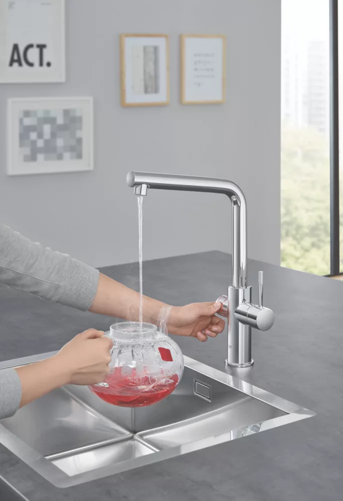 Grohe Red Duo L Spout Instant Hot Water Kitchen Tap Chrome - Image 4
