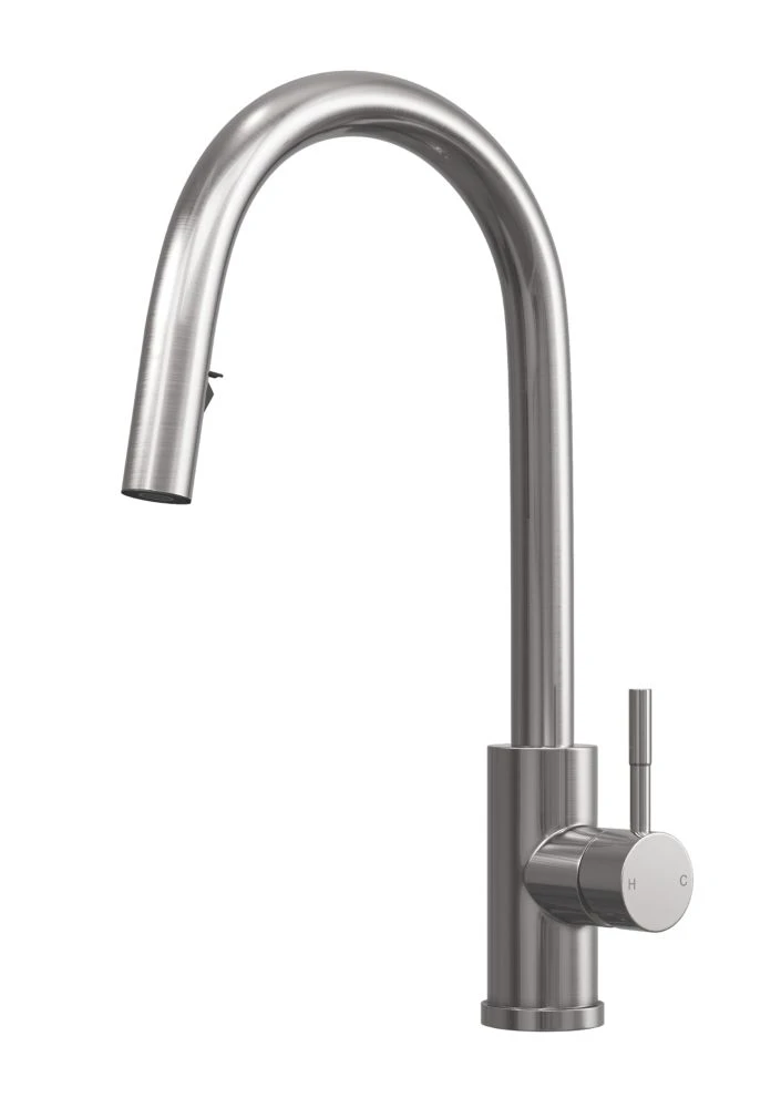 ETAL Velia Concealed Pull-Out Kitchen Mixer Tap Brushed Steel