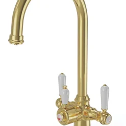 ETAL Traditional Cruciform 3-in-1 Hot Water Kitchen Tap Brushed Brass