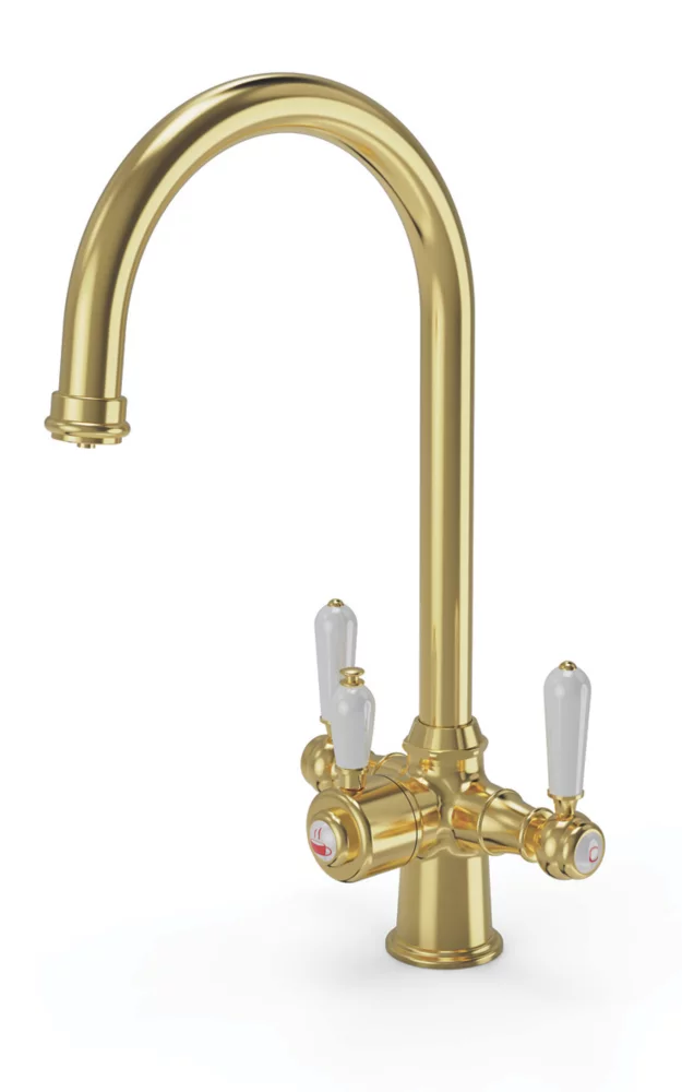 ETAL Traditional Cruciform 3-in-1 Hot Water Kitchen Tap Brushed Brass