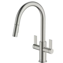 Clearwater Kira KIR30BN Double Lever Tap With Twin Spray Pull-Out Brushed Nickel PVD