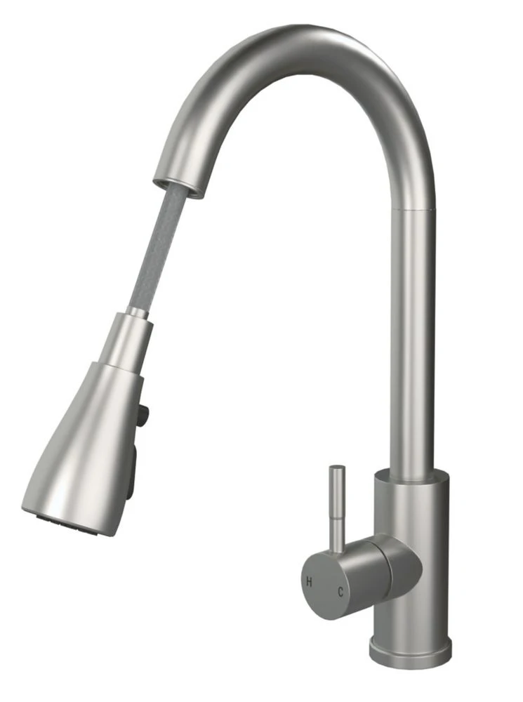 ETAL Bucks Pull-Out Spray Mixer Tap Brushed Steel - Image 2