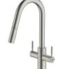 Clearwater Topaz TOP30BN Double Lever Tap With Twin Spray Pull-Out Brushed Nickel PVD